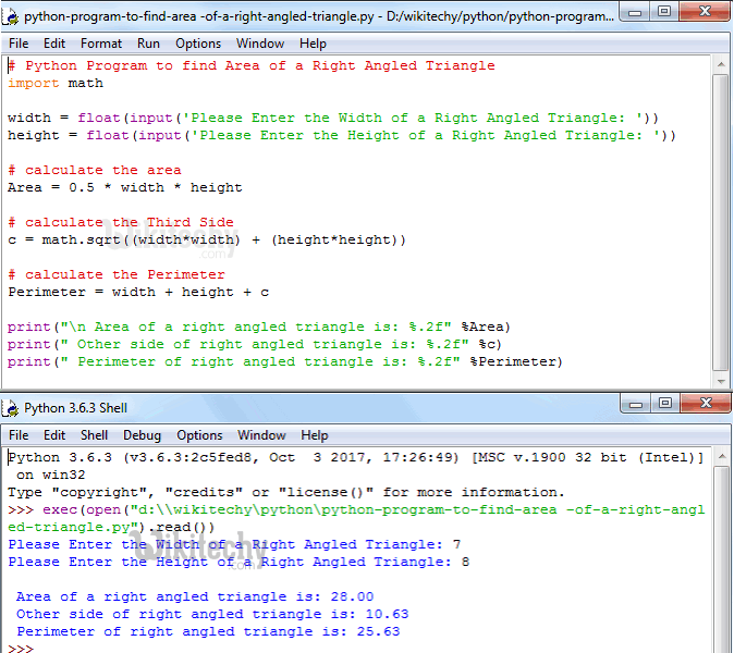 python tutorial Python Program to find Area of a Right Angled